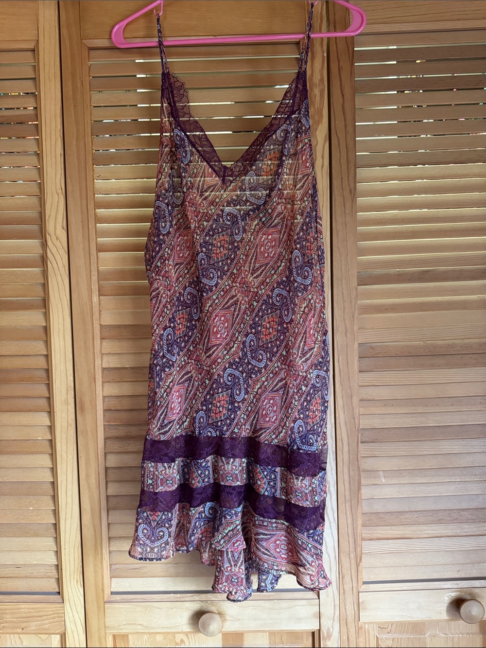 Victoria’s Secret- Boho Paisley Slip Dress in Plum and Pink